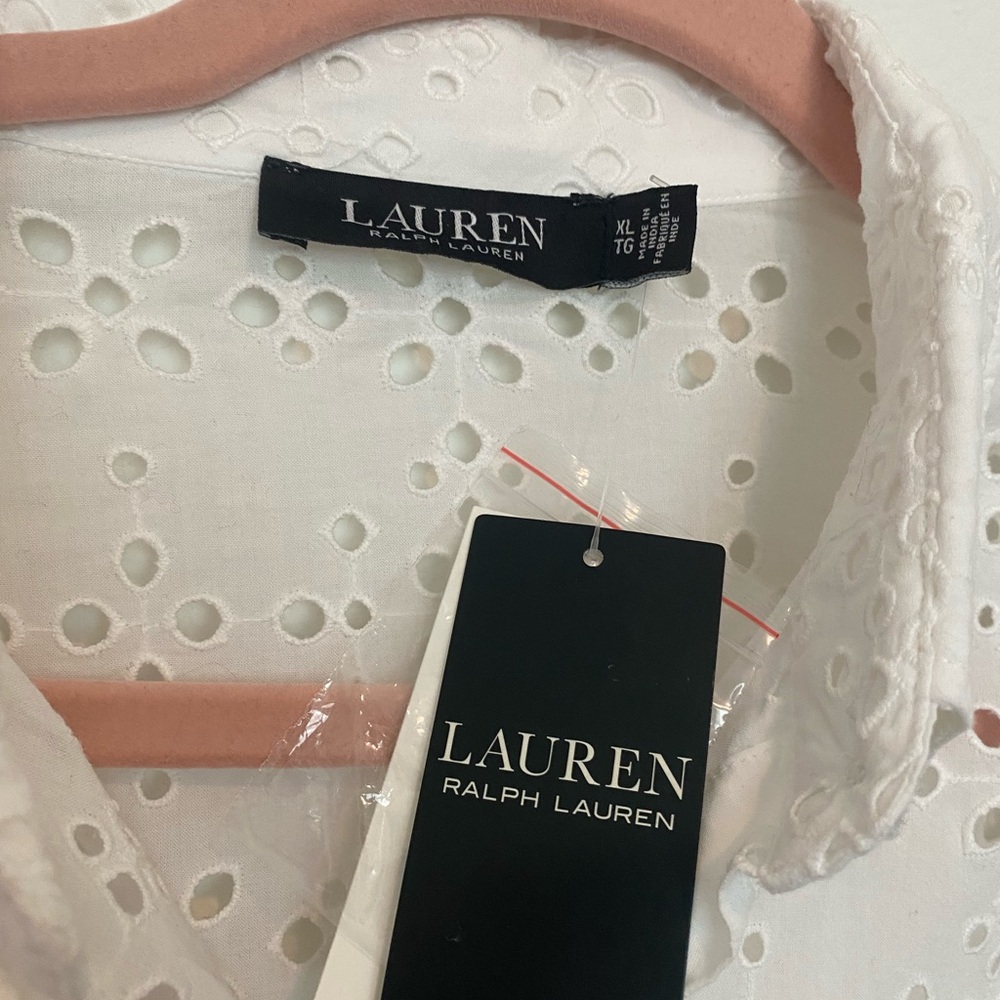 NWT Lauren Ralph Lauren White Eyelet Shirt – Size XL - Picture 6 of 6